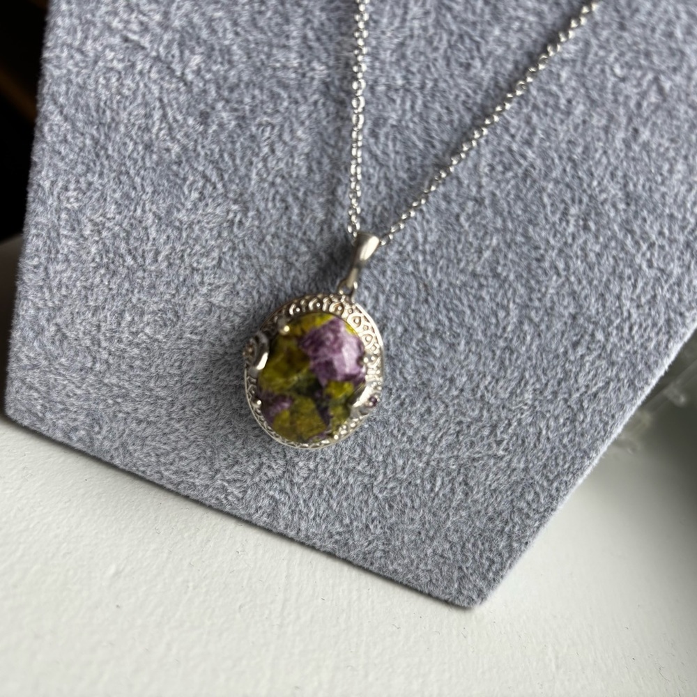 Source Unknown 925 silver Atlanticite Pendant with 10 inch chain